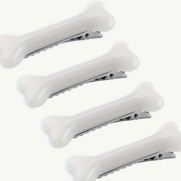 4 bone shaped barrette clips - New - Picture 2 of 3